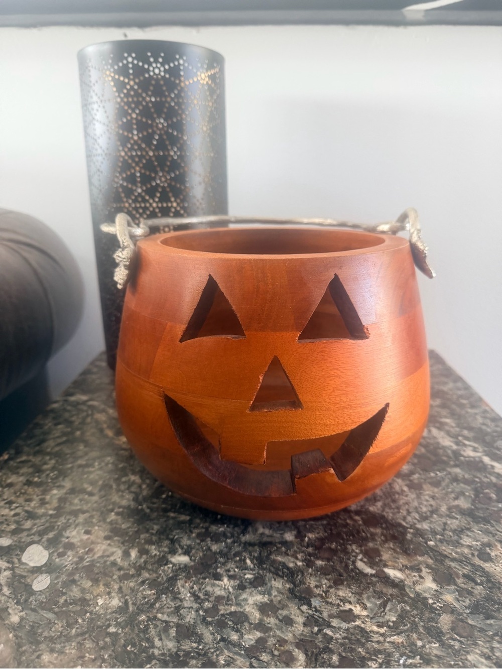 Set of 2 Martha Stewart Pumpkin Lantern Bowl - wood Decorative Home Accent